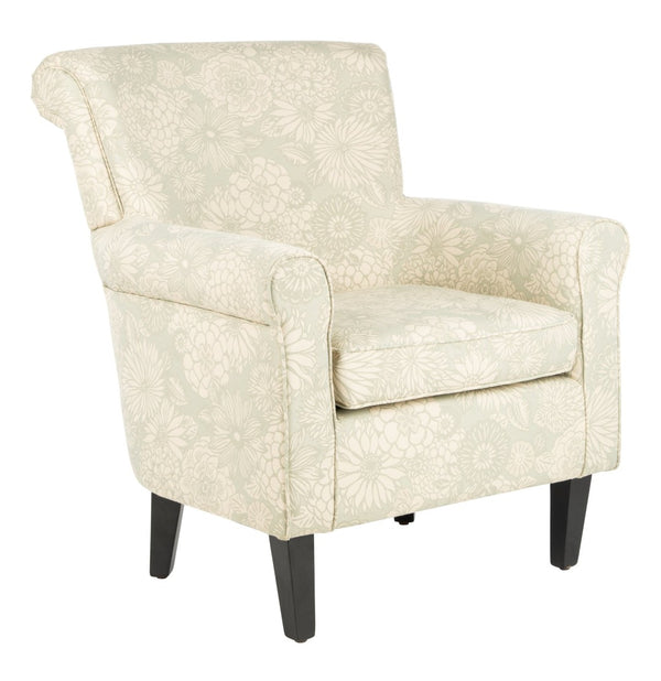Safavieh Hazina Club Chair – Elegant Cotton-Linen Accent Chair With Classic Roll-Arm Design For Any Space Espresso MCR1002B