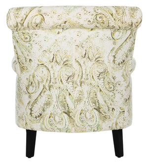 Safavieh Hazina Club Chair - Luxurious Paisley Upholstery, Classic Design, Perfect For Living Spaces & More Green MCR1002C
