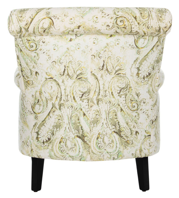 Safavieh Hazina Club Chair - Luxurious Paisley Upholstery, Classic Design, Perfect For Living Spaces & More Green MCR1002C