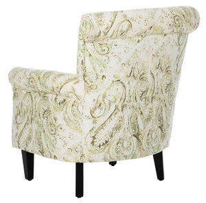 Safavieh Hazina Club Chair - Luxurious Paisley Upholstery, Classic Design, Perfect For Living Spaces & More Green MCR1002C