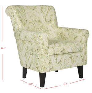 Safavieh Hazina Club Chair - Luxurious Paisley Upholstery, Classic Design, Perfect For Living Spaces & More Green MCR1002C