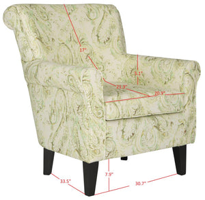Safavieh Hazina Club Chair - Luxurious Paisley Upholstery, Classic Design, Perfect For Living Spaces & More Green MCR1002C