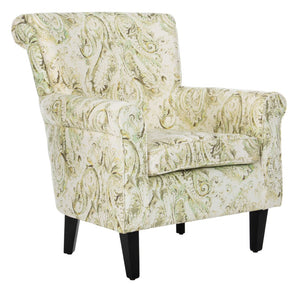 Safavieh Hazina Club Chair - Luxurious Paisley Upholstery, Classic Design, Perfect For Living Spaces & More Green MCR1002C