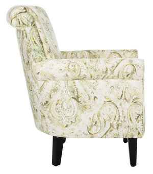 Safavieh Hazina Club Chair - Luxurious Paisley Upholstery, Classic Design, Perfect For Living Spaces & More Green MCR1002C