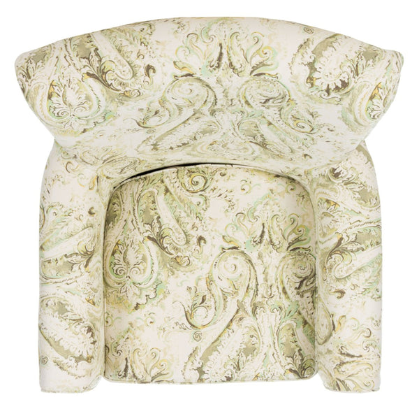 Safavieh Hazina Club Chair - Luxurious Paisley Upholstery, Classic Design, Perfect For Living Spaces & More Green MCR1002C