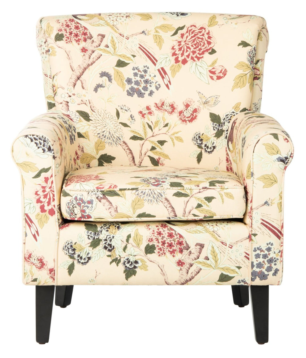 Safavieh Hazina Club Chair - Elegant Roll-Arm Accent In Multi-Color Viscose-Linen Blend, Perfect For Any Space MCR1002D