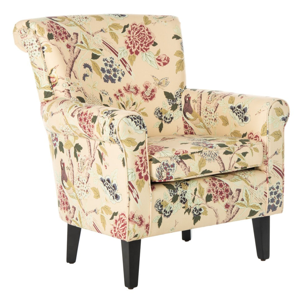 Safavieh Hazina Club Chair - Elegant Roll-Arm Accent In Multi-Color Viscose-Linen Blend, Perfect For Any Space MCR1002D