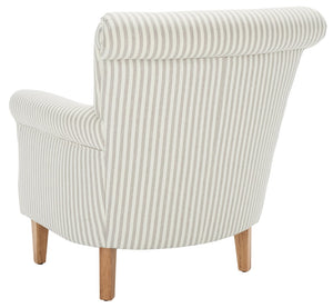 Safavieh Hazina Club Chair - Luxurious Paisley Upholstery, Classic Design, Perfect For Living Spaces & More Beige Stripe MCR1002E