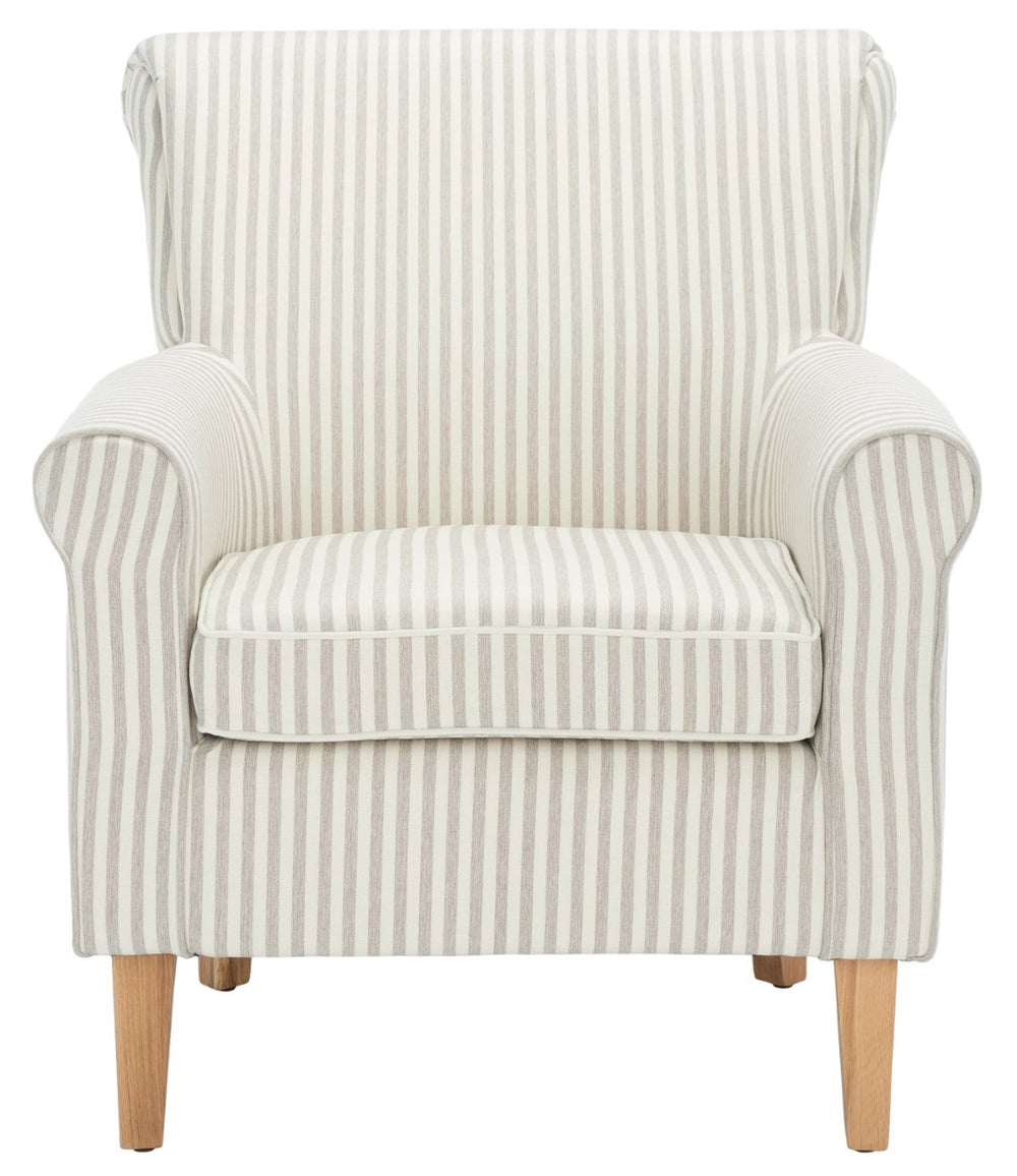 Safavieh Hazina Club Chair - Luxurious Paisley Upholstery, Classic Design, Perfect For Living Spaces & More Beige Stripe MCR1002E