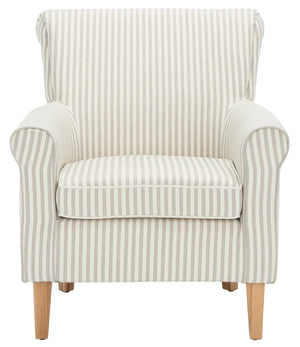 Safavieh Hazina Club Chair - Luxurious Paisley Upholstery, Classic Design, Perfect For Living Spaces & More Beige Stripe MCR1002E