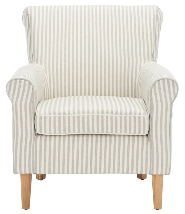 Safavieh Hazina Club Chair - Luxurious Paisley Upholstery, Classic Design, Perfect For Living Spaces & More Beige Stripe MCR1002E