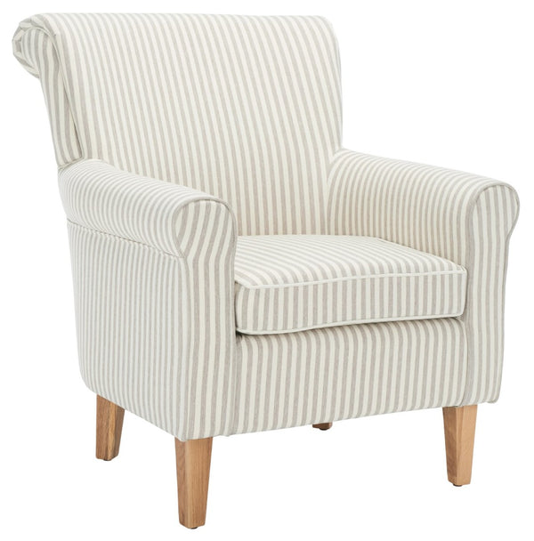 Safavieh Hazina Club Chair - Luxurious Paisley Upholstery, Classic Design, Perfect For Living Spaces & More Beige Stripe MCR1002E
