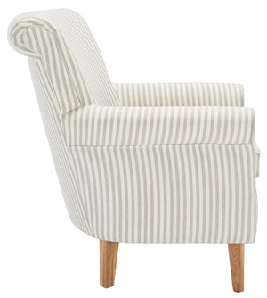 Safavieh Hazina Club Chair - Luxurious Paisley Upholstery, Classic Design, Perfect For Living Spaces & More Beige Stripe MCR1002E