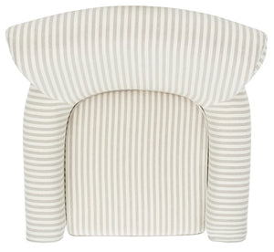 Safavieh Hazina Club Chair - Luxurious Paisley Upholstery, Classic Design, Perfect For Living Spaces & More Beige Stripe MCR1002E