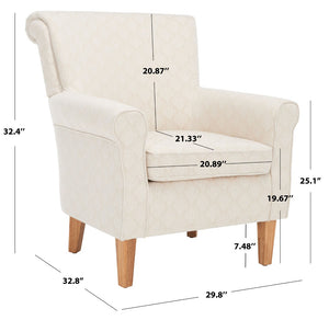 Safavieh Hazina Club Chair - Luxurious Paisley Upholstery, Classic Design, Perfect For Living Spaces & More Beige Flower MCR1002F