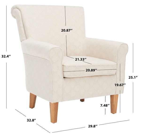 Safavieh Hazina Club Chair - Luxurious Paisley Upholstery, Classic Design, Perfect For Living Spaces & More Beige Flower MCR1002F
