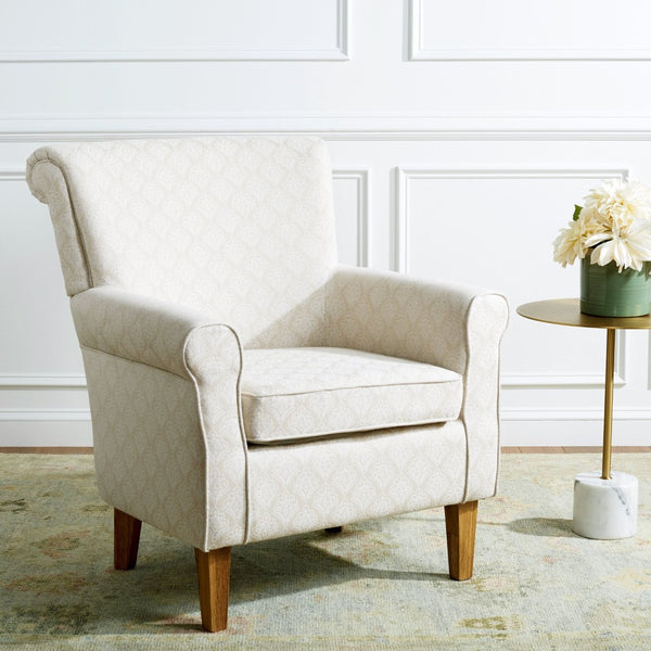 Safavieh Hazina Club Chair - Luxurious Paisley Upholstery, Classic Design, Perfect For Living Spaces & More Beige Flower MCR1002F