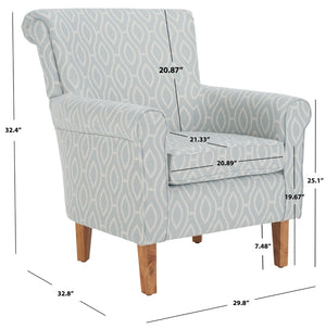 Safavieh Hazina Club Chair - Luxurious Paisley Upholstery, Classic Design, Perfect For Living Spaces & More Light Blue MCR1002G