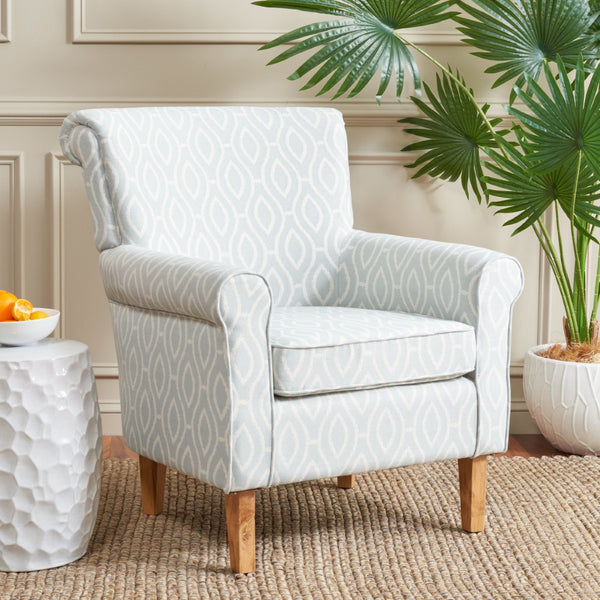 Safavieh Hazina Club Chair - Luxurious Paisley Upholstery, Classic Design, Perfect For Living Spaces & More Light Blue MCR1002G