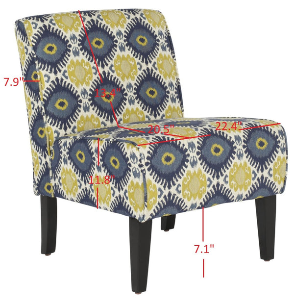 Safavieh Lisimba Bold Armless Club Chair With Tribal Pattern Upholstery For Stylish Living Room Accent MCR1003A