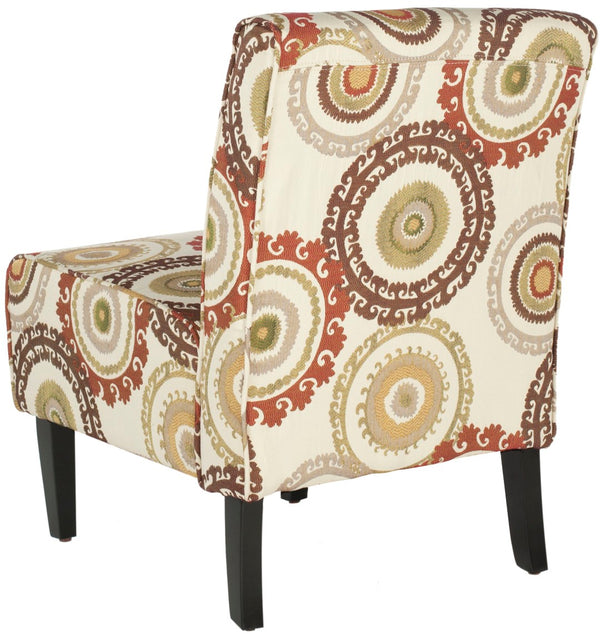 Safavieh Marka Stylish Armless Club Chair – Cozy Accent Piece With Earthy Sunburst Fabric & Espresso Legs MCR1004A