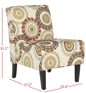 Safavieh Marka Stylish Armless Club Chair – Cozy Accent Piece With Earthy Sunburst Fabric & Espresso Legs MCR1004A