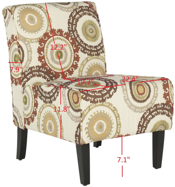 Safavieh Marka Stylish Armless Club Chair – Cozy Accent Piece With Earthy Sunburst Fabric & Espresso Legs MCR1004A