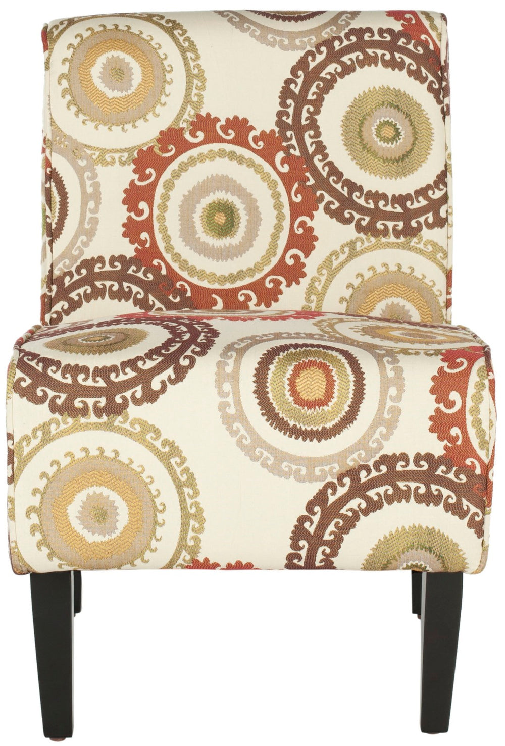 Safavieh Marka Stylish Armless Club Chair – Cozy Accent Piece With Earthy Sunburst Fabric & Espresso Legs MCR1004A