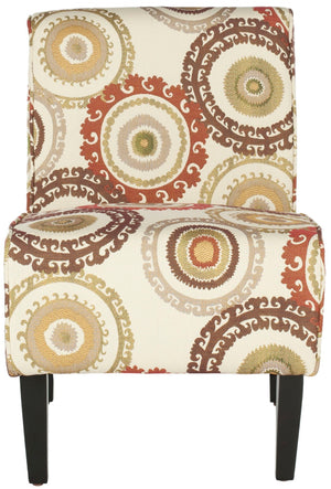 Safavieh Marka Stylish Armless Club Chair – Cozy Accent Piece With Earthy Sunburst Fabric & Espresso Legs MCR1004A