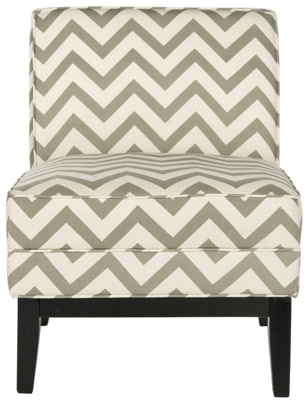 Safavieh Armond Chair - Stylish Chevron Accent Chair For Modern Living Rooms, Bedrooms, Or Cozy Reading Nooks Grey/White MCR1006C