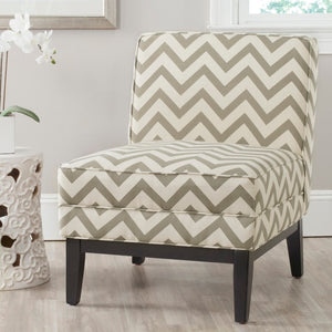 Safavieh Armond Chair - Stylish Chevron Accent Chair For Modern Living Rooms, Bedrooms, Or Cozy Reading Nooks Grey/White MCR1006C