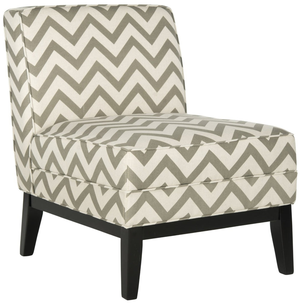 Safavieh Armond Chair - Stylish Chevron Accent Chair For Modern Living Rooms, Bedrooms, Or Cozy Reading Nooks Grey/White MCR1006C
