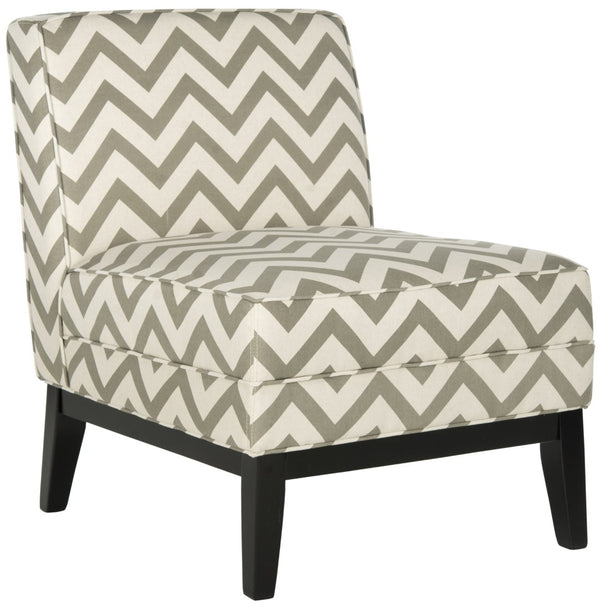 Safavieh Armond Chair - Stylish Chevron Accent Chair For Modern Living Rooms, Bedrooms, Or Cozy Reading Nooks Grey/White MCR1006C