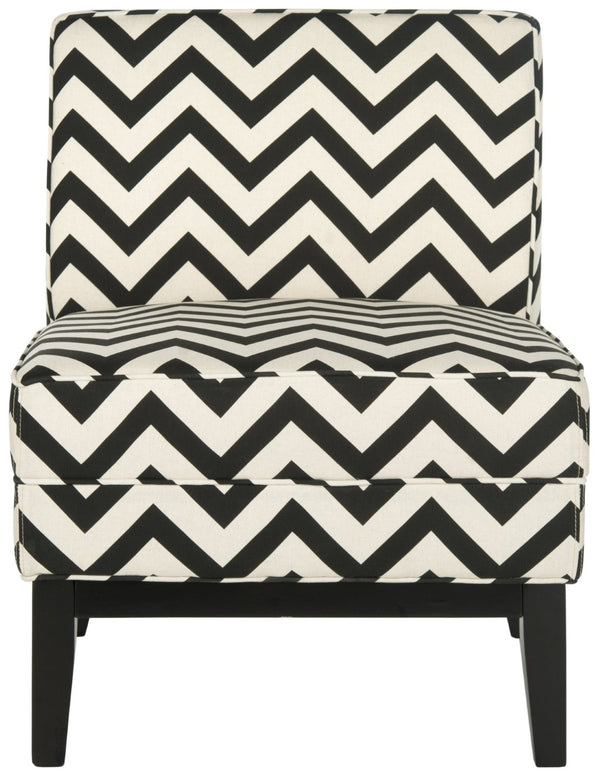 Safavieh Armond Chair - Stylish Chevron Accent Chair For Modern Living Rooms, Bedrooms, Or Cozy Reading Nooks Black / White MCR1006D
