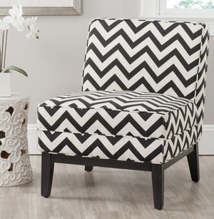 Safavieh Armond Chair - Stylish Chevron Accent Chair For Modern Living Rooms, Bedrooms, Or Cozy Reading Nooks Black / White MCR1006D