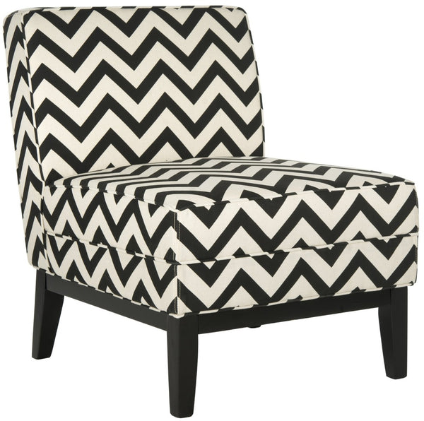 Safavieh Armond Chair - Stylish Chevron Accent Chair For Modern Living Rooms, Bedrooms, Or Cozy Reading Nooks Black / White MCR1006D