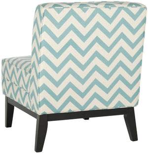 Safavieh Armond Chair - Chic Blue & White Chevron Accent Chair With Espresso Legs For Small Spaces & Style MCR1006E