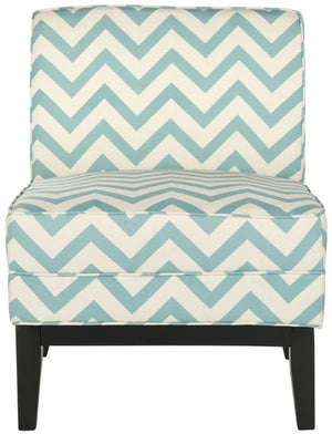 Safavieh Armond Chair - Chic Blue & White Chevron Accent Chair With Espresso Legs For Small Spaces & Style MCR1006E