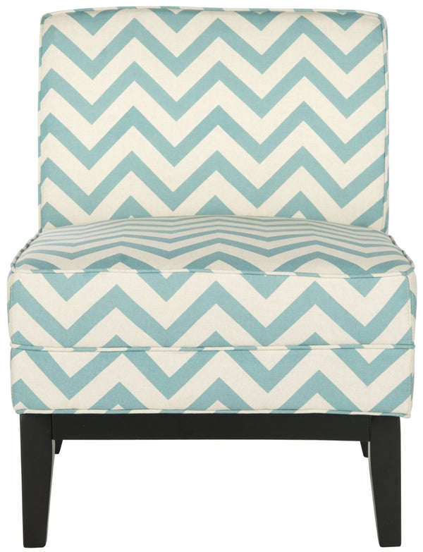 Safavieh Armond Chair - Chic Blue & White Chevron Accent Chair With Espresso Legs For Small Spaces & Style MCR1006E