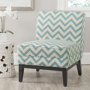 Safavieh Armond Chair - Chic Blue & White Chevron Accent Chair With Espresso Legs For Small Spaces & Style MCR1006E