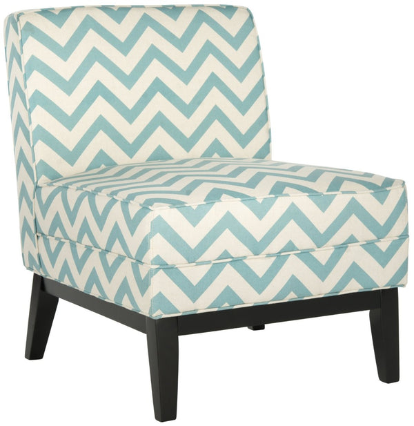 Safavieh Armond Chair - Chic Blue & White Chevron Accent Chair With Espresso Legs For Small Spaces & Style MCR1006E