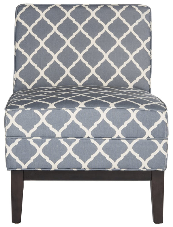 Safavieh Armond Chair - Stylish Chevron Accent Chair For Modern Living Rooms, Bedrooms, Or Cozy Reading Nooks Navy MCR1006H