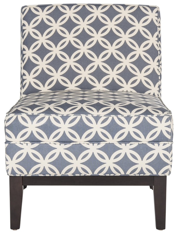 Safavieh Armond Chair - Stylish Chevron Accent Chair For Modern Living Rooms, Bedrooms, Or Cozy Reading Nooks Blue MCR1006J