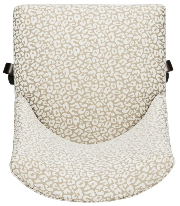 Safavieh Scarlet Desk Chair - Glamorous Leopard Print Upholstered Office Chair With Rolling Espresso Base Grey MCR1028A