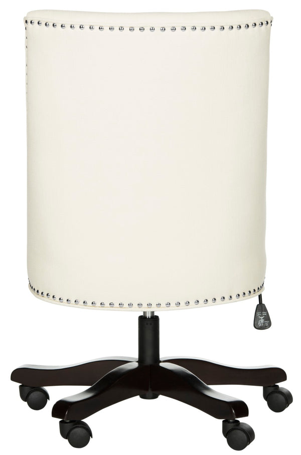 Safavieh Scarlet Desk Chair - Glamorous Leopard Print Upholstered Office Chair With Rolling Espresso Base Creme MCR1028B