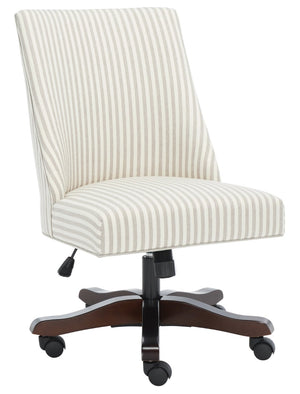 Safavieh Scarlet Desk Chair - Glamorous Leopard Print Upholstered Office Chair With Rolling Espresso Base Beige Stripe MCR1028C