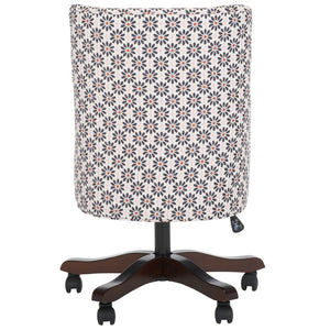 Safavieh Scarlet Desk Chair - Glamorous Leopard Print Upholstered Office Chair With Rolling Espresso Base Black Flower MCR1028D