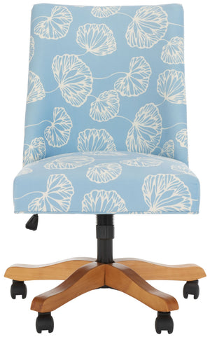 Safavieh Scarlet Desk Chair - Glamorous Leopard Print Upholstered Office Chair With Rolling Espresso Base White / Blue MCR1028G