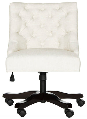 Safavieh Soho Tufted Swivel Desk Chair - Elegant Mid-Century Modern Design With Comfortable Ergonomic Support Creme MCR1030A