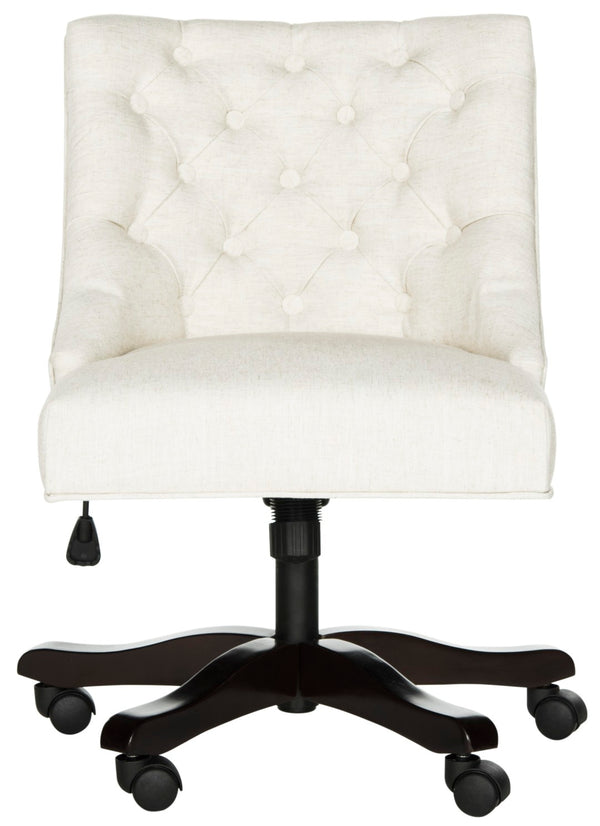Safavieh Soho Tufted Swivel Desk Chair - Elegant Mid-Century Modern Design With Comfortable Ergonomic Support Creme MCR1030A
